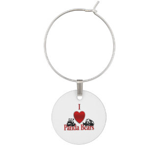 I Heart Panda Bears Wine Charm