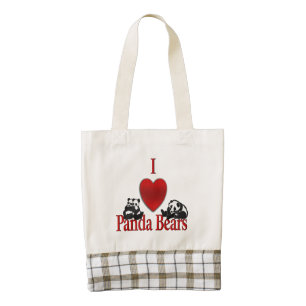 I Heart Panda Bears Zazzle HEART Tote Bag
