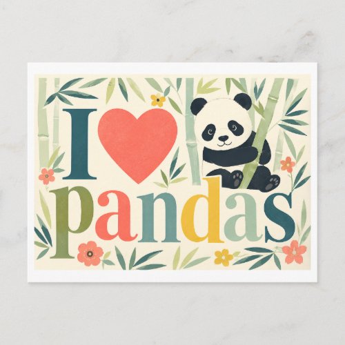 "I [Heart] Pandas" Postcard