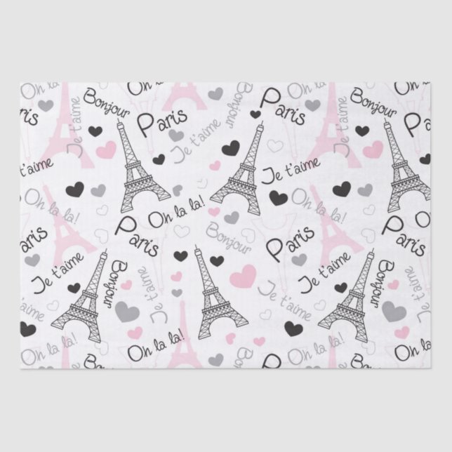 I Heart Paris Eiffel Tower Tissue Paper (Front)