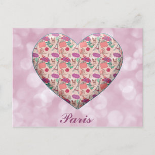 I Heart Paris France Eiffel Tower Postcard