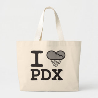 I Heart PDX - Heart Shaped Rain Cloud Large Tote Bag