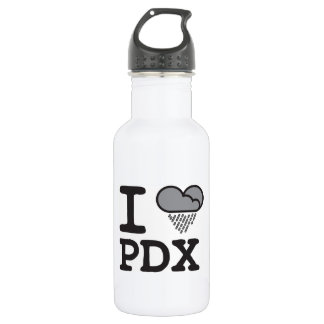 I Heart PDX - Heart Shaped Rain Cloud Stainless Steel Water Bottle