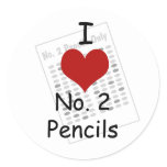 i heart pencils classic round sticker