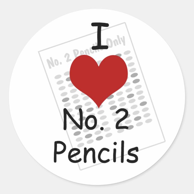 i heart pencils classic round sticker (Front)