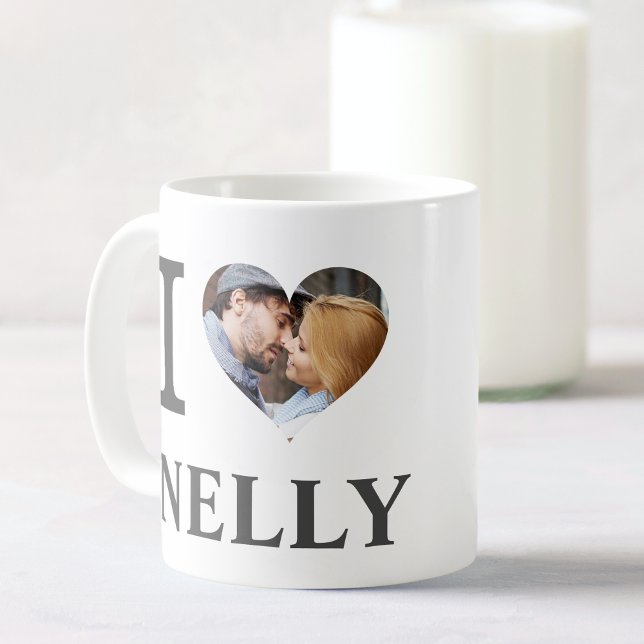 I Heart Personalized Couples Photo Love Coffee Mug (Creator Uploaded)