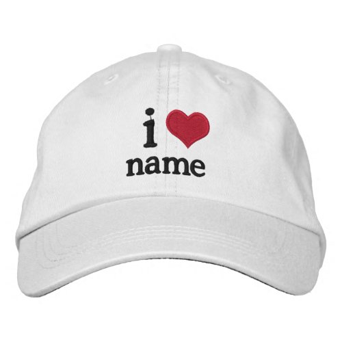 I heart personalized name embroidered baseball cap