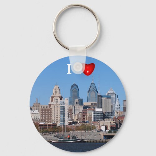 I Heart Philly Skyline Closeup Keychain