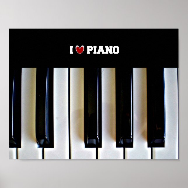 I heart Piano with piano keys Poster (Front)