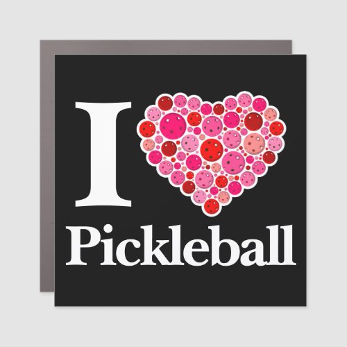 I Heart Pickleball Filled Heart Pink and Red Car Magnet