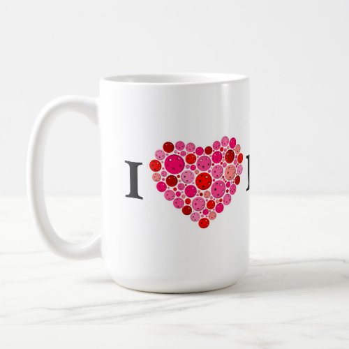 I Heart Pickleball Filled Heart Pink and Red Coffee Mug