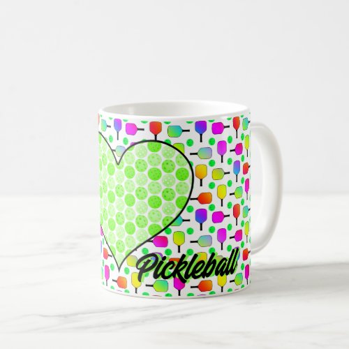  I Heart Pickleball Green Pickleball Filled Heart Coffee Mug