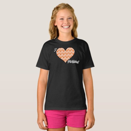  I Heart Pickleball Orange Pickleball Filled Heart T_Shirt