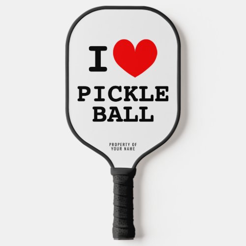 I heart pickleball paddle with personalized name