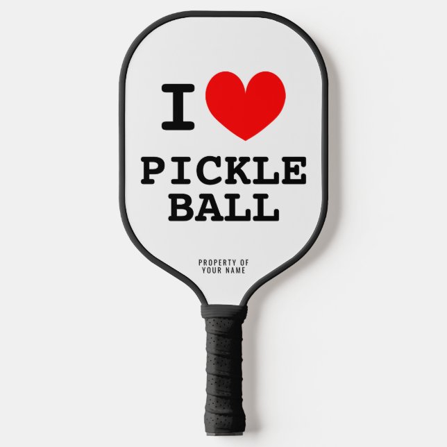 I heart pickleball paddle with personalized name (Front)