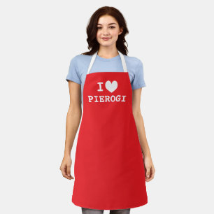 I heart pierogi   Polish food kitchen apron