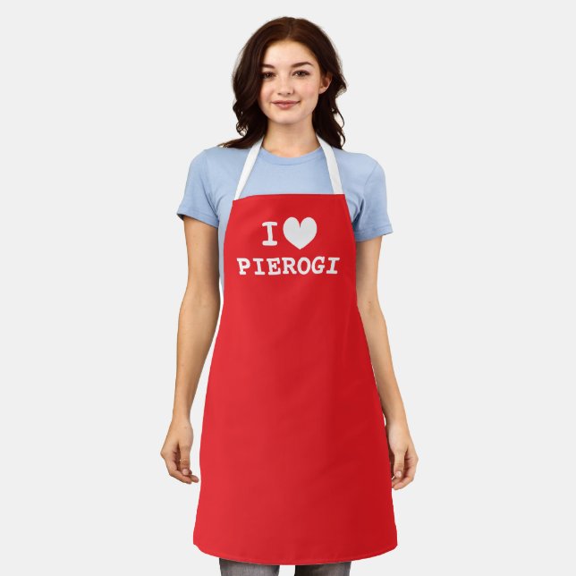 I heart pierogi | Polish food kitchen apron (Worn)