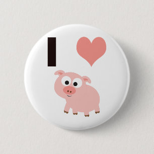 I heart pigs pinback button