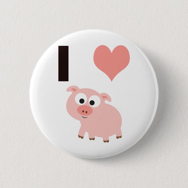 I heart pigs pinback button (Front)