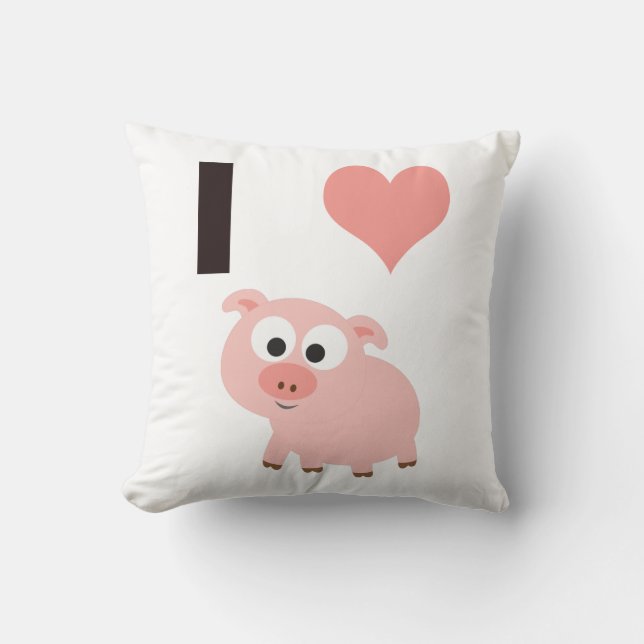 I heart pigs throw pillow (Front)