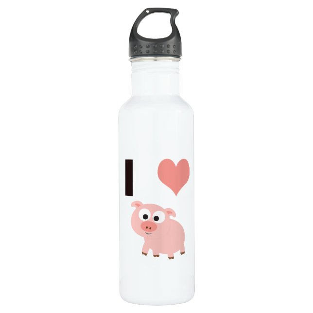 I heart pigs water bottle (Front)