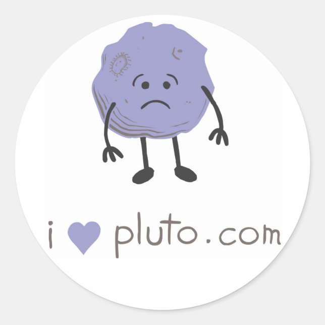i heart pluto.com classic round sticker (Front)