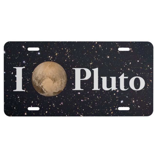 I Heart Pluto Starry Sky License Plate (Front)
