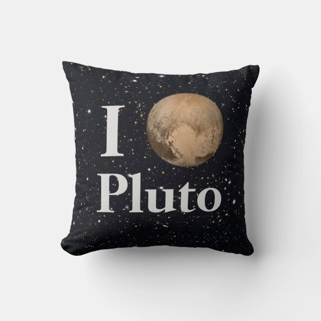I Heart Pluto Starry Sky Throw Pillow (Front)