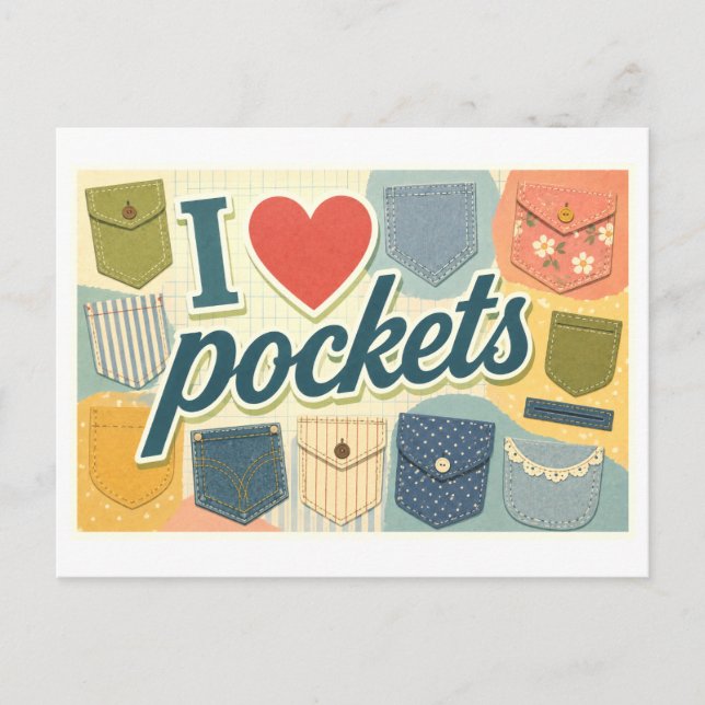 "I [Heart] Pockets" Postcard (Front)
