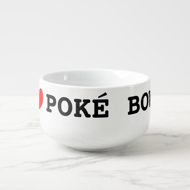 I heart POKÉ BOWLS. Funny white bowl gift idea (Front)