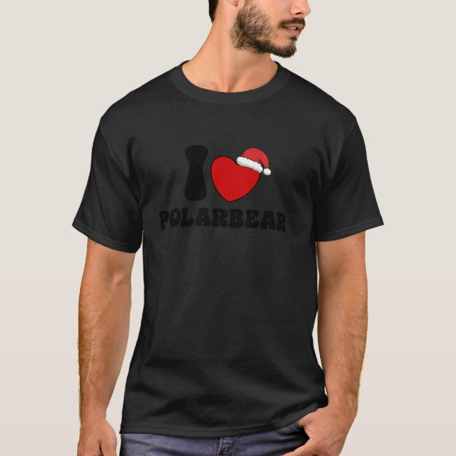 I Heart Polar Bear Xmas Santa Hat RedHeart I Love  T-Shirt (Front)