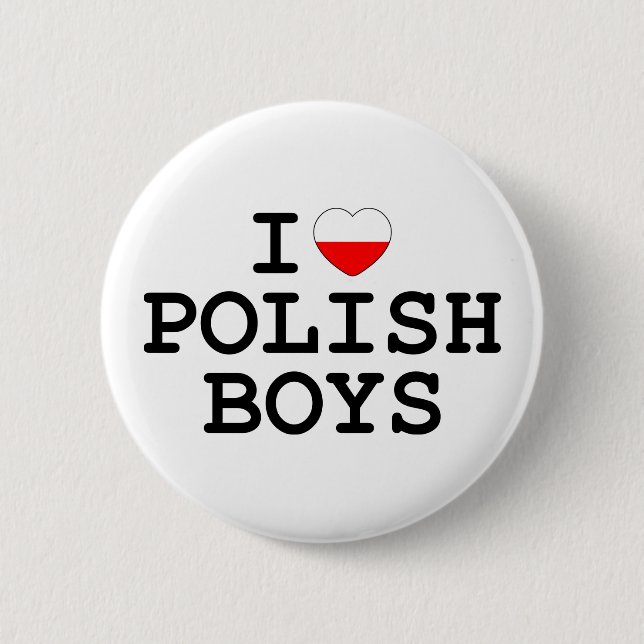 I Heart Polish Boys Pinback Button (Front)