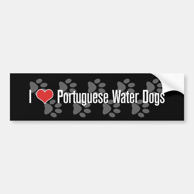 I (heart) Portuguese Water Dogs Bumper Sticker (Front)