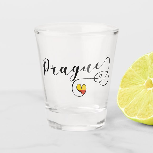 I Heart Prague, Czech Republic Shot Glass (Front)