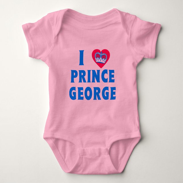 I HEART PRINCE GEORGE with Heart and Crown Baby Bodysuit (Front)