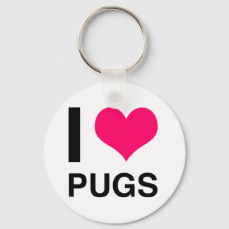 I Heart Pugs Keychain