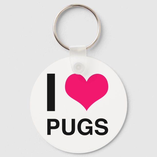 I Heart Pugs Keychain (Front)