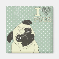I Heart Pugs Magnet