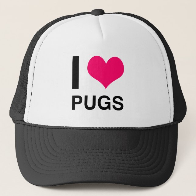 I Heart Pugs Trucker Hat (Front)