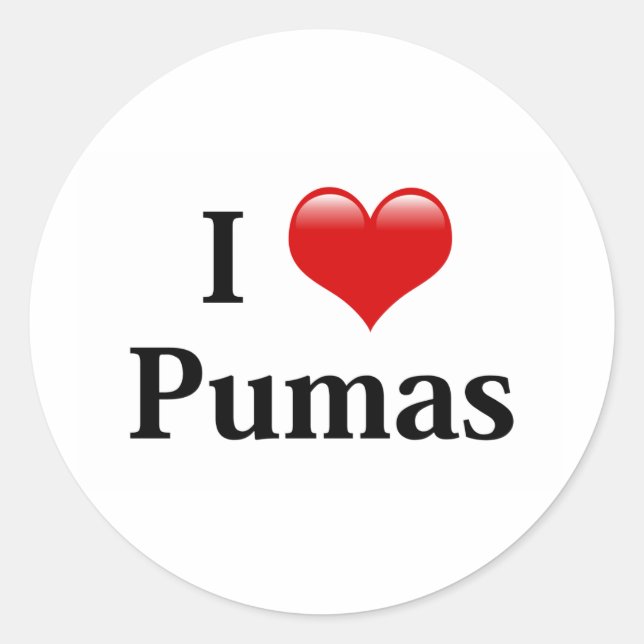 I Heart Pumas Classic Round Sticker (Front)