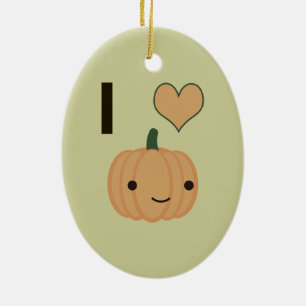 I heart Pumpkin Ceramic Ornament