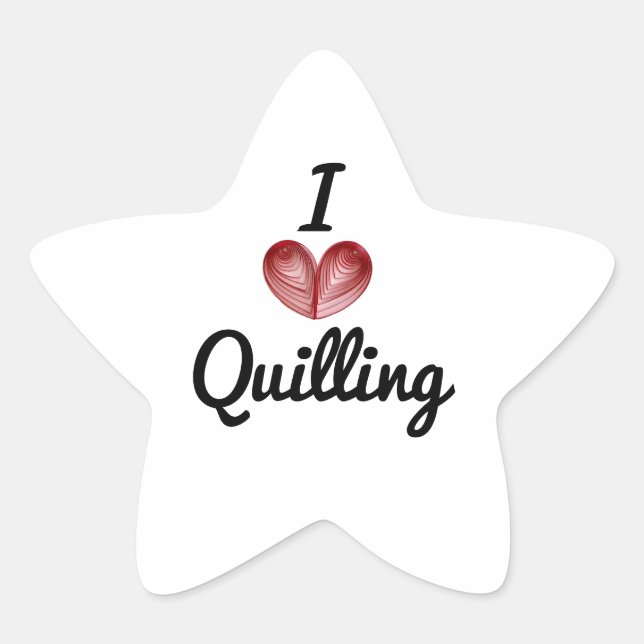 I (heart) Quilling, 1.5-in Star Shaped Stickers (Front)