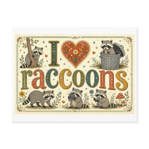 "I [Heart] Raccoons" Postcard