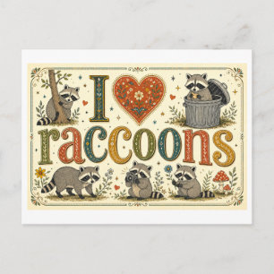 "I [Heart] Raccoons" Postcard