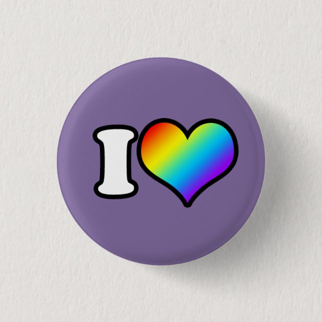 I (Heart) Rainbow Pinback Button (Front)