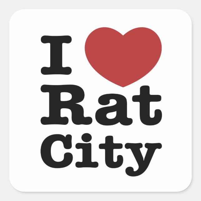 I Heart Rat City Square Sticker (Front)