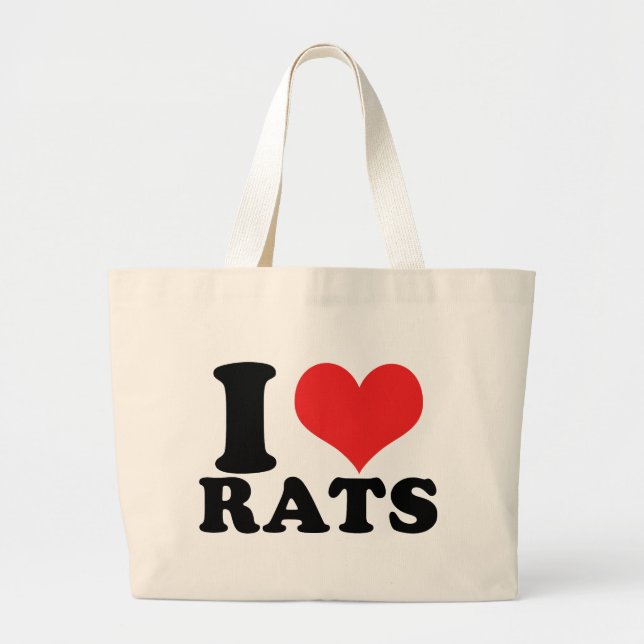 I Heart Rats Basic Large Tote Bag (Front)