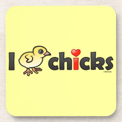 I Heart Real Chicks Beverage Coaster