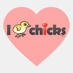I Heart Real Chicks Heart Sticker
