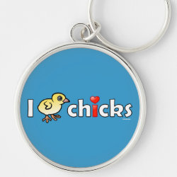 I Heart Real Chicks Premium Round Keychain